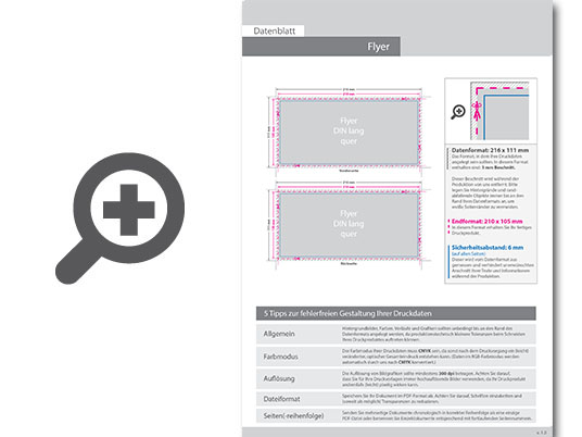 Product Bild multiloft-flyer_din_lang_quer_(21_0_cm_x_10_5_cm)_einseitig_folienkaschiert_matt__4_4_farbig_(beidseitiger_druck)